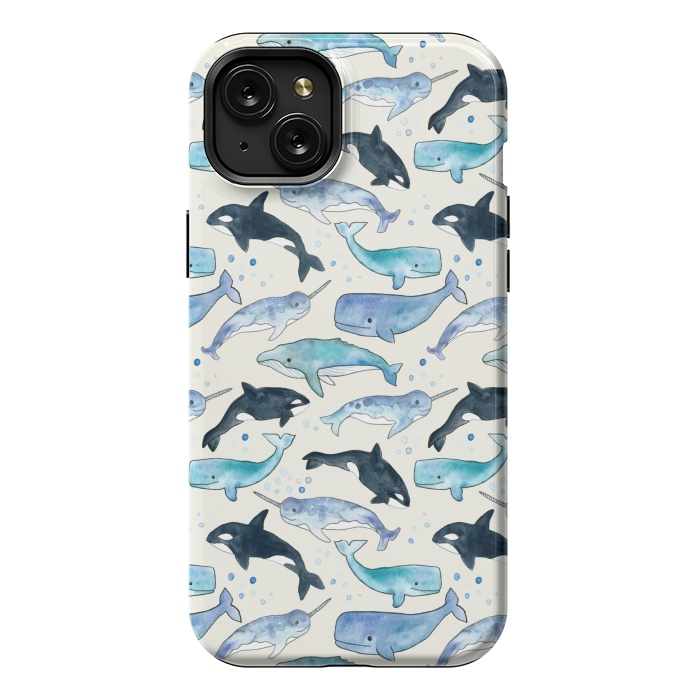 iPhone 15 Plus StrongFit Whales, Orcas & Narwhals by Tangerine-Tane