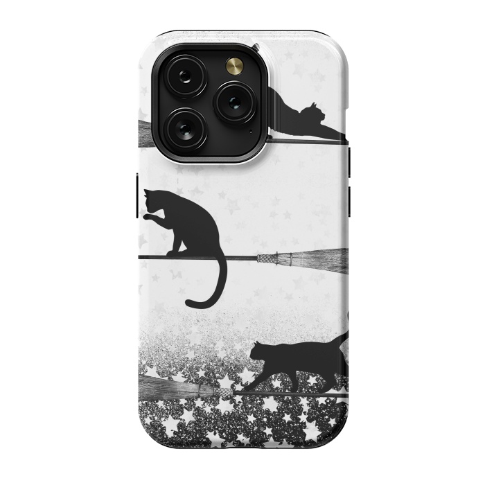 iPhone 15 Pro StrongFit black cats flying on witch brooms by Oana 