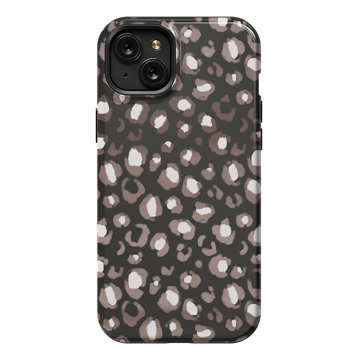 iPhone 15 Plus StrongFit Brown leopard spots pattern by Oana 