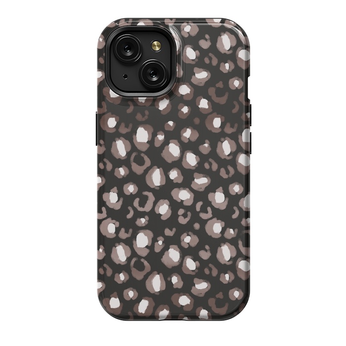 iPhone 15 StrongFit Brown leopard spots pattern by Oana 