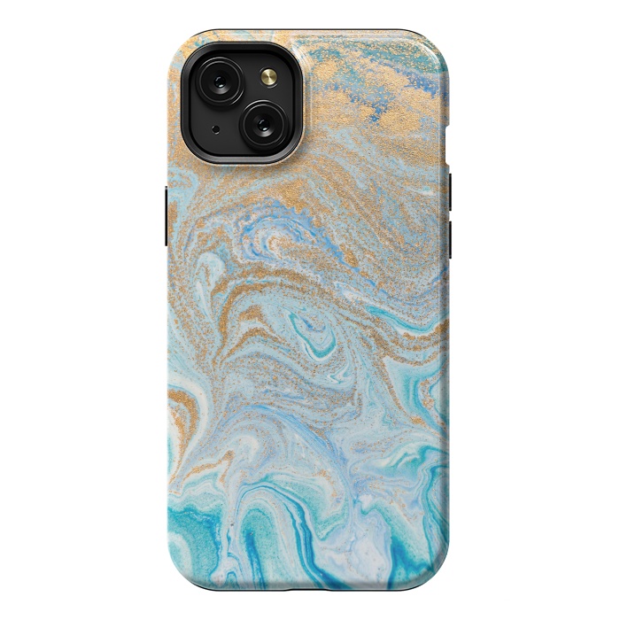 iPhone 15 Plus StrongFit Blue Marbling Artwork by ArtsCase