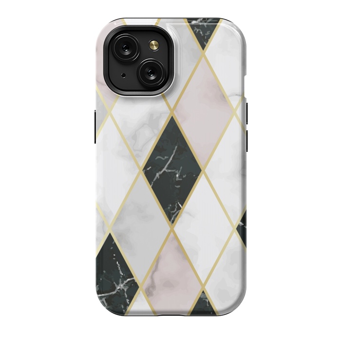 iPhone 15 StrongFit Golden Geometric Diagonal Lines by ArtsCase