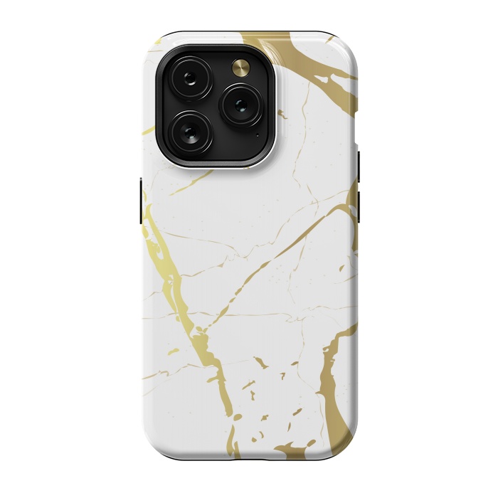 iPhone 15 Pro StrongFit Marble Design With Gold Lines by ArtsCase