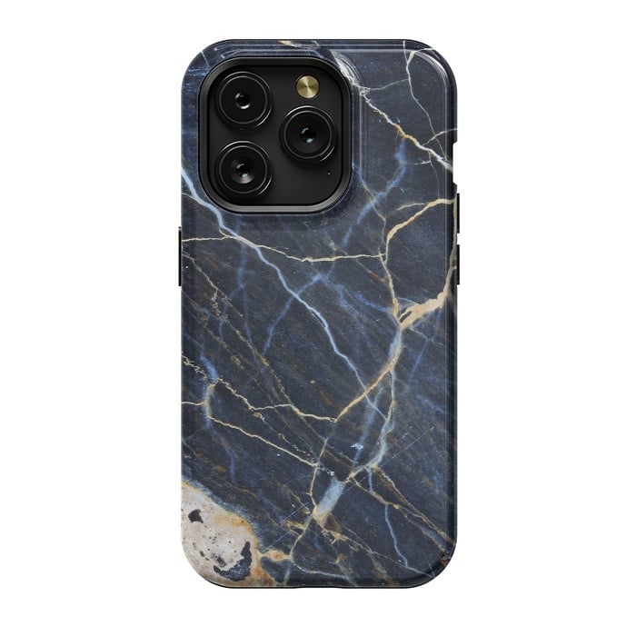 iPhone 15 Pro StrongFit Structure Marble of Dark Gray Blue by ArtsCase