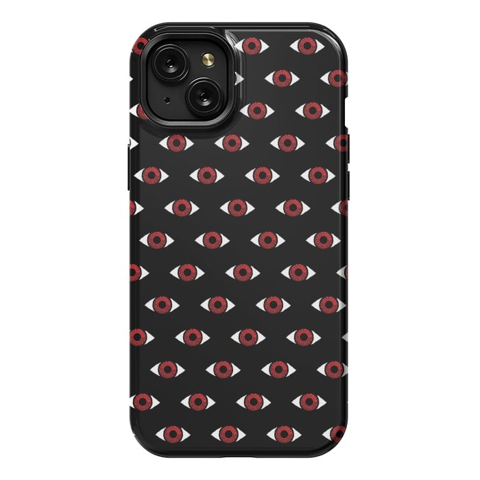 iPhone 15 Plus StrongFit Red eye pattern by Laura Nagel