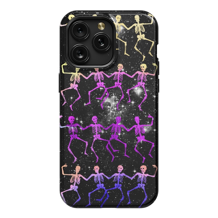 iPhone 15 Pro Max StrongFit Neon gradient dancing skeletons Halloween by Oana 