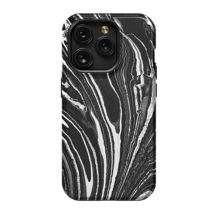 iPhone 15 Pro StrongFit Dark minimal marble stripes art by Oana 