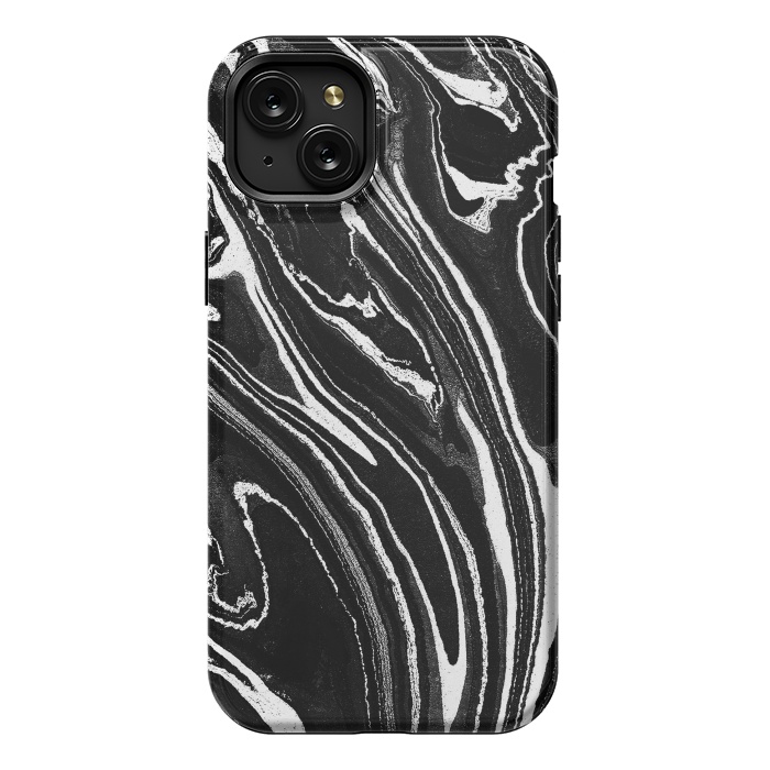 iPhone 15 Plus StrongFit Dark minimal marble stripes art by Oana 