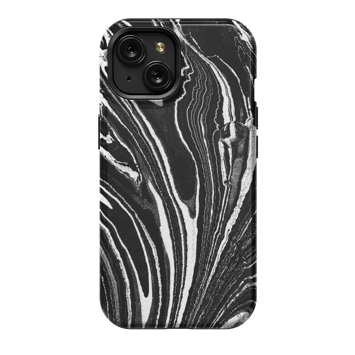 iPhone 15 StrongFit Dark minimal marble stripes art by Oana 