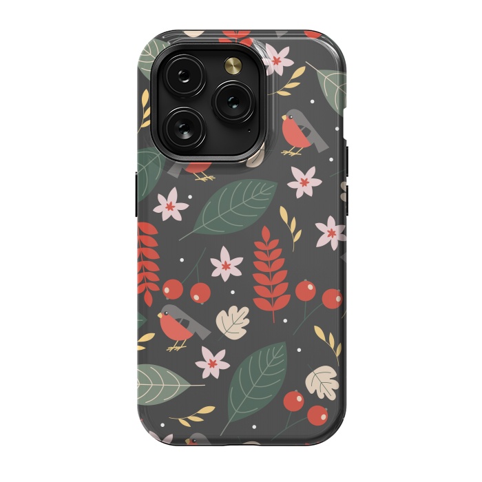 iPhone 15 Pro StrongFit Cute Bullfinches in Christmas by ArtsCase