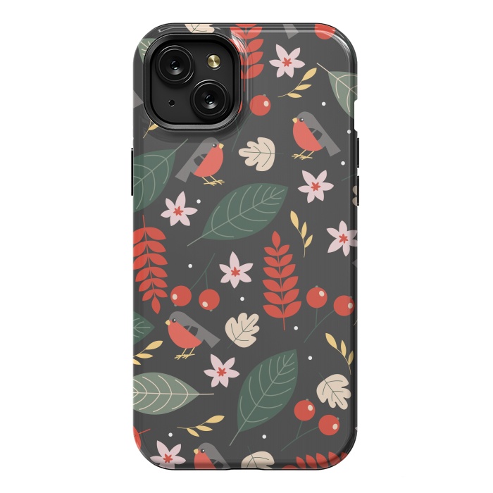 iPhone 15 Plus StrongFit Cute Bullfinches in Christmas by ArtsCase