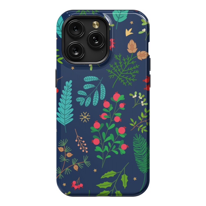 iPhone 15 Pro Max StrongFit Holiday Christmas with Branches Mistletoe and Berries by ArtsCase