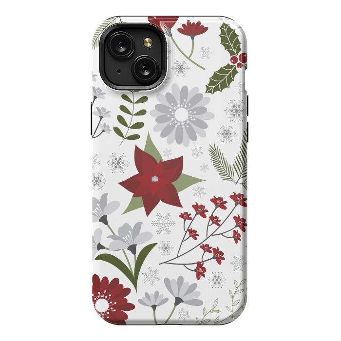 iPhone 15 Plus StrongFit Set of Flowers in Christmas and New Year by ArtsCase