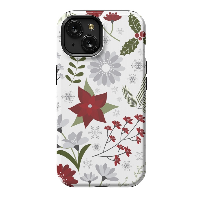 iPhone 15 StrongFit Set of Flowers in Christmas and New Year by ArtsCase
