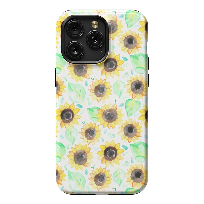iPhone 15 Pro Max StrongFit Cheerful Watercolor Sunflowers by Tangerine-Tane