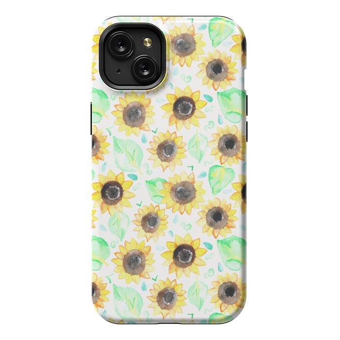 iPhone 15 Plus StrongFit Cheerful Watercolor Sunflowers by Tangerine-Tane