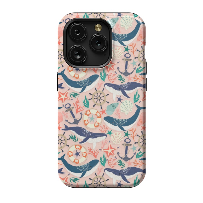 iPhone 15 Pro StrongFit Whale Song on Coral Blush by Tangerine-Tane