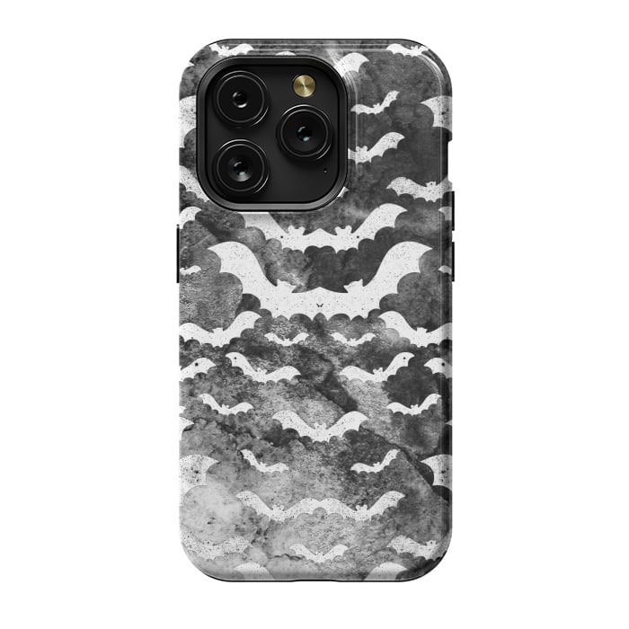 iPhone 15 Pro StrongFit White star dust bats on monochrome marble sky by Oana 
