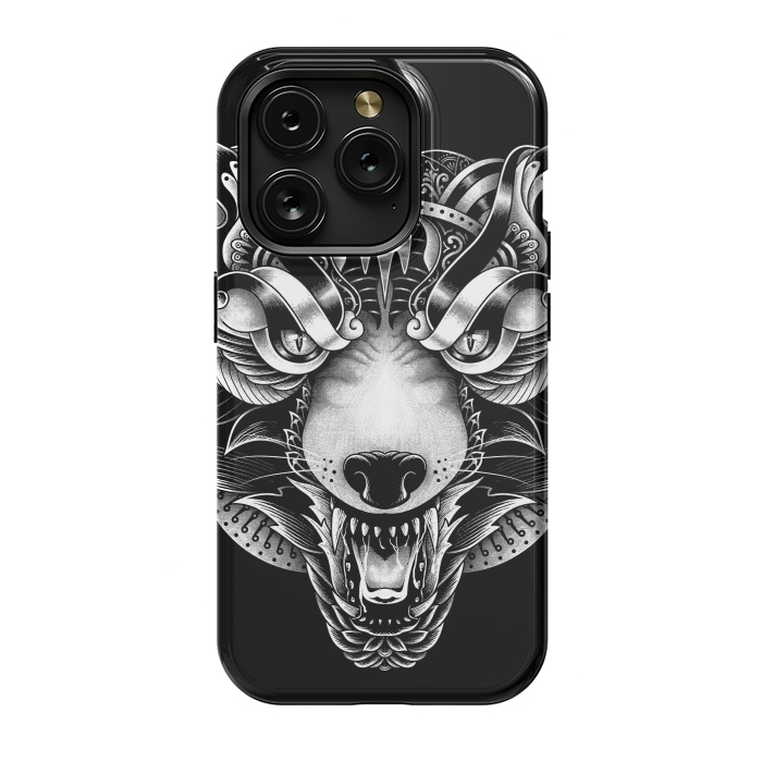 iPhone 15 Pro StrongFit Angry Wolf Ornate by Afif Quilimo