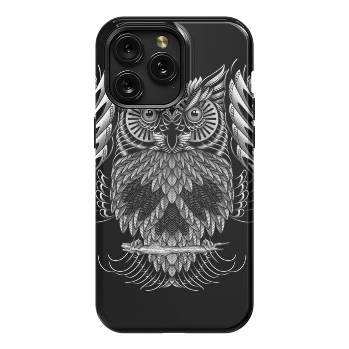 iPhone 15 Pro Max StrongFit Owl Skull Ornate (Dark) by Afif Quilimo