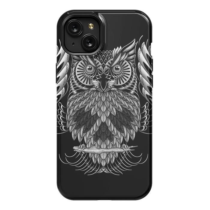 iPhone 15 Plus StrongFit Owl Skull Ornate (Dark) by Afif Quilimo
