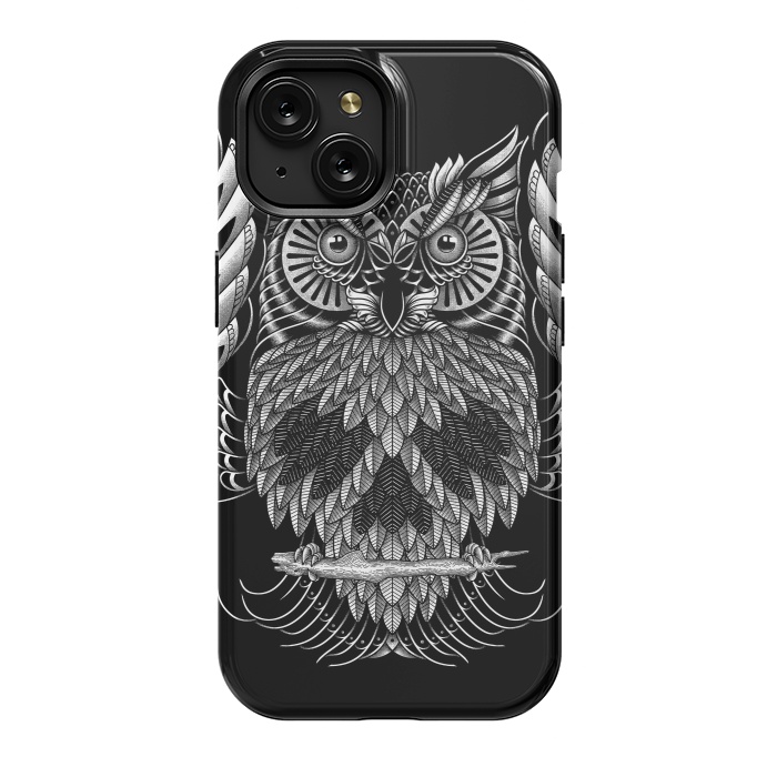 iPhone 15 StrongFit Owl Skull Ornate (Dark) by Afif Quilimo