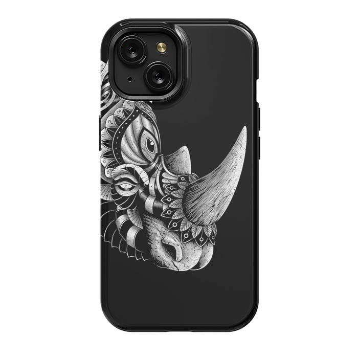 iPhone 15 StrongFit Rhino Ornate (Black) by Afif Quilimo