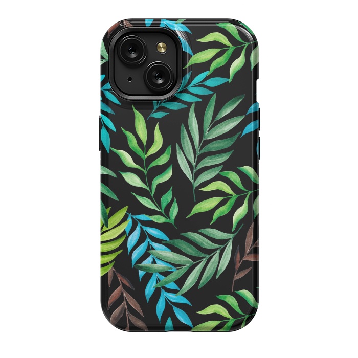 iPhone 15 StrongFit Tropical leaves by Julia Badeeva