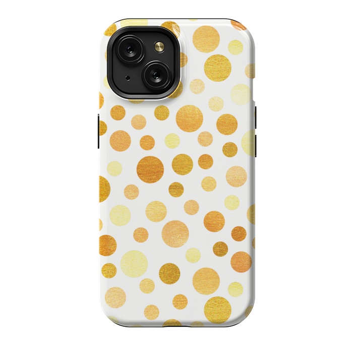 iPhone 15 StrongFit Gold Polka Dots  by Tigatiga