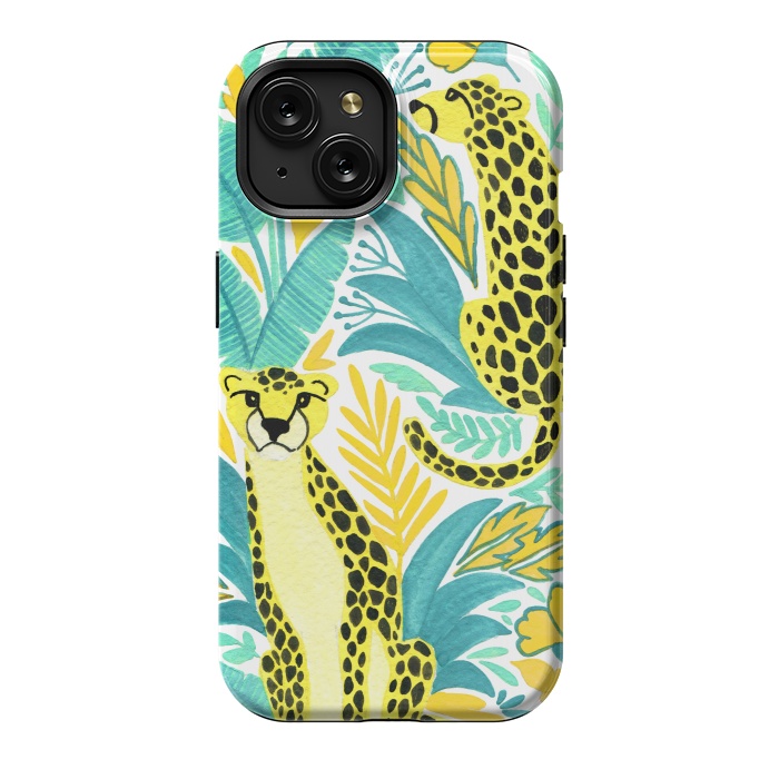 iPhone 15 StrongFit Leopards. Gouache by Julia Badeeva
