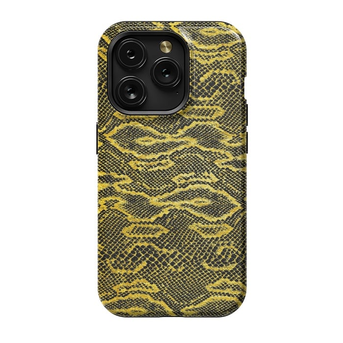 iPhone 15 Pro StrongFit Black and Gold Snake Skin I by Art Design Works