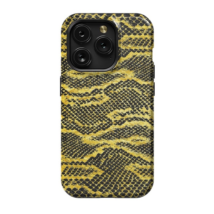 iPhone 15 Pro StrongFit Black and Gold Snake Skin II by Art Design Works