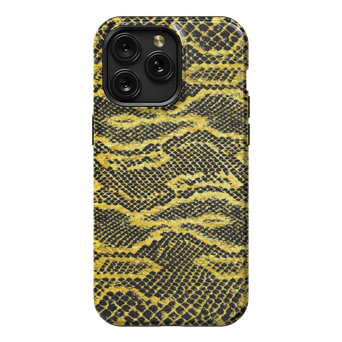 iPhone 15 Pro Max StrongFit Black and Gold Snake Skin II by Art Design Works