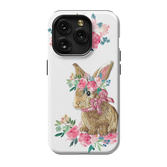 iPhone 15 Pro StrongFit Flower Friends Bunny Lace by Monika Strigel