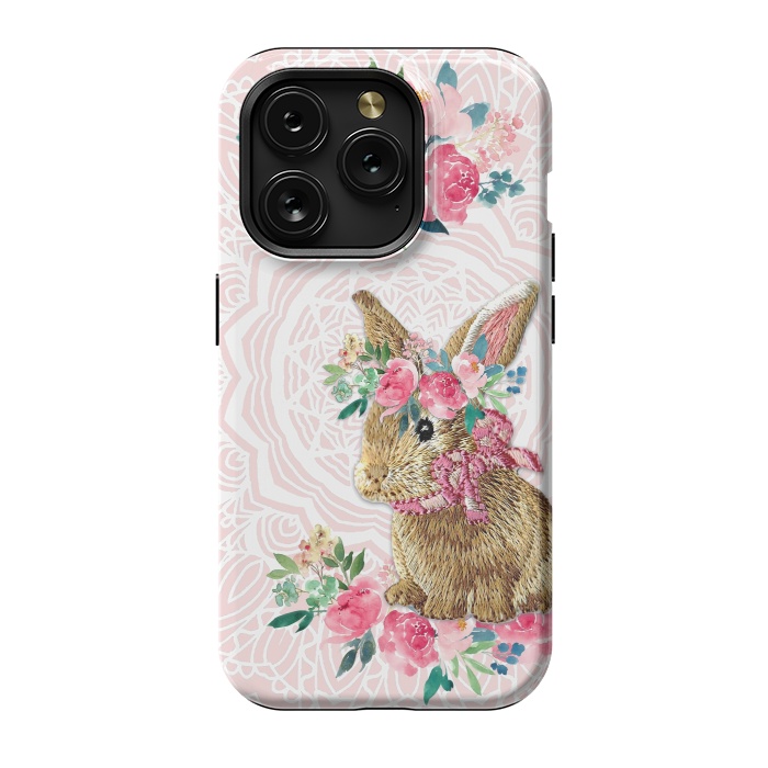 iPhone 15 Pro StrongFit Flower Friends Bunny by Monika Strigel