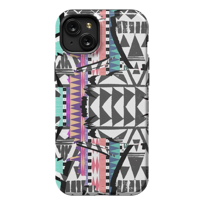 iPhone 15 Plus StrongFit Colourful African inspired ethnic print by Oana 