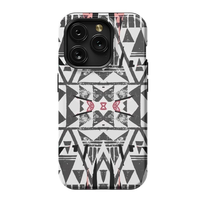 iPhone 15 Pro StrongFit Ethnic tribal triangles by Oana 