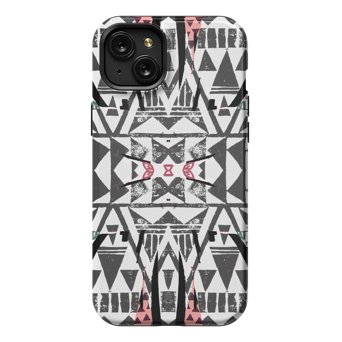 iPhone 15 Plus StrongFit Ethnic tribal triangles by Oana 