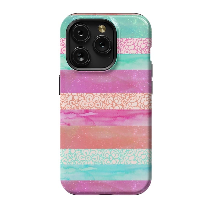 iPhone 15 Pro StrongFit Tropical Stripes by Tangerine-Tane