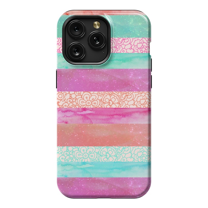 iPhone 15 Pro Max StrongFit Tropical Stripes by Tangerine-Tane