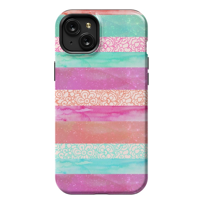 iPhone 15 Plus StrongFit Tropical Stripes by Tangerine-Tane