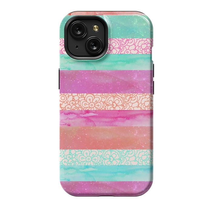 iPhone 15 StrongFit Tropical Stripes by Tangerine-Tane