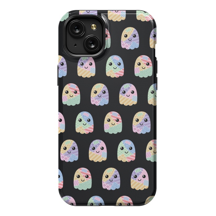 iPhone 15 Plus StrongFit Patchwork ghost pattern by Laura Nagel