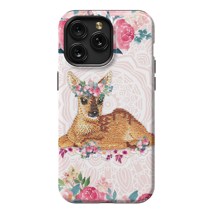 iPhone 15 Pro Max StrongFit Flower Friends Fawn by Monika Strigel
