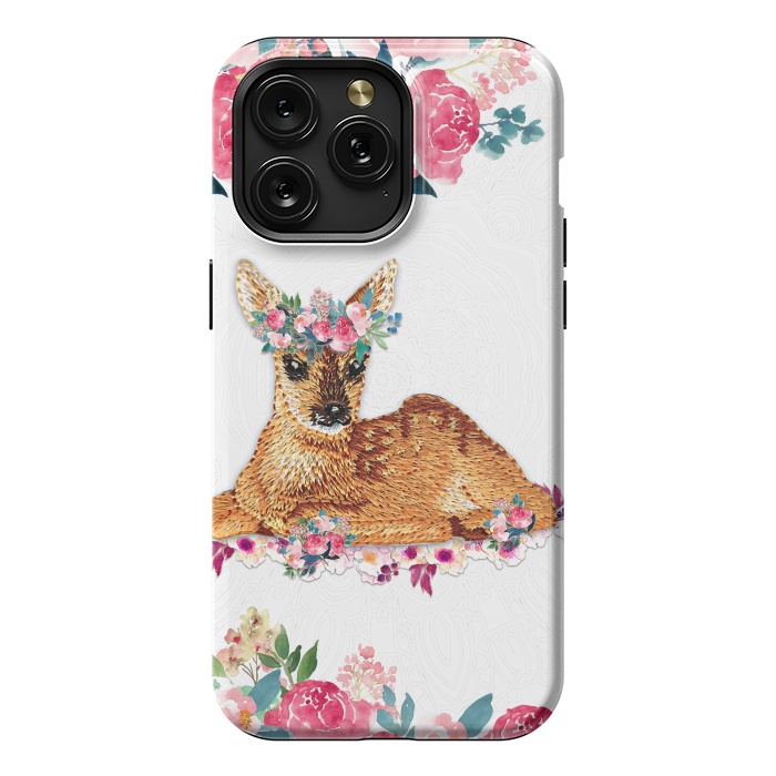 iPhone 15 Pro Max StrongFit Flower Friends Fawn Lace by Monika Strigel