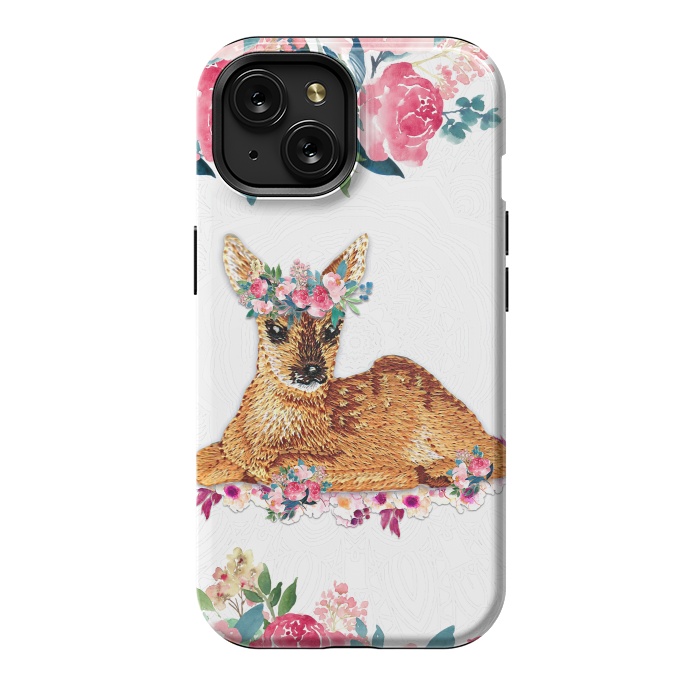 iPhone 15 StrongFit Flower Friends Fawn Lace by Monika Strigel