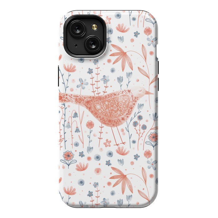 iPhone 15 Plus StrongFit Apricot Bird by Nic Squirrell