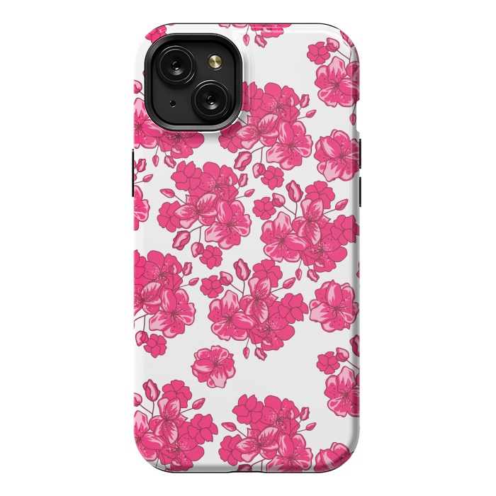 iPhone 15 Plus StrongFit pink floral print 2 by MALLIKA