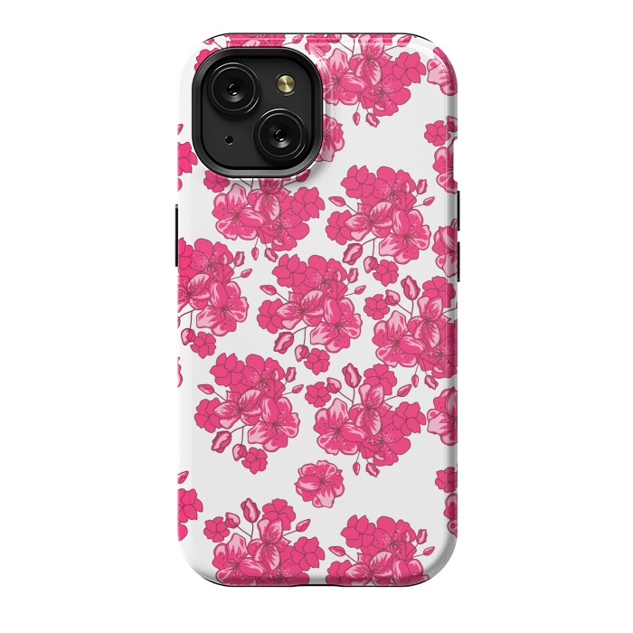 iPhone 15 StrongFit pink floral print 2 by MALLIKA