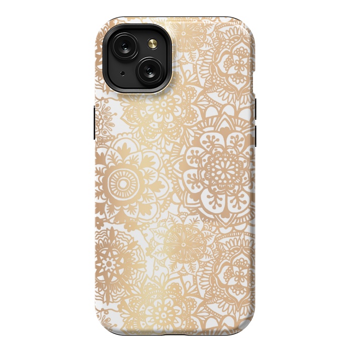 iPhone 15 Plus StrongFit Gold Mandala Pattern by Julie Erin Designs